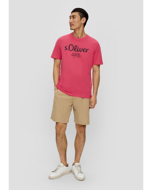 S.oliver T-Shirt aus Baumwolle mit Label-Print in Red für Herren