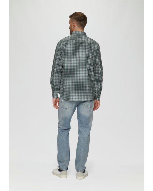 S.oliver Regular Fit: Hemd aus Baumwollstretch mit Button-Down-Kragen in Blue für Herren