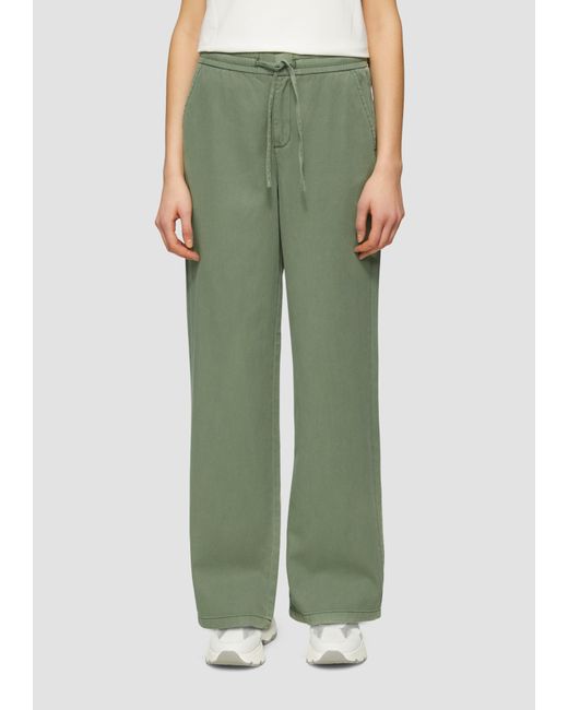 S.oliver Green Relaxed-Fit-Twillhose mit Elastikbund und Bindeband