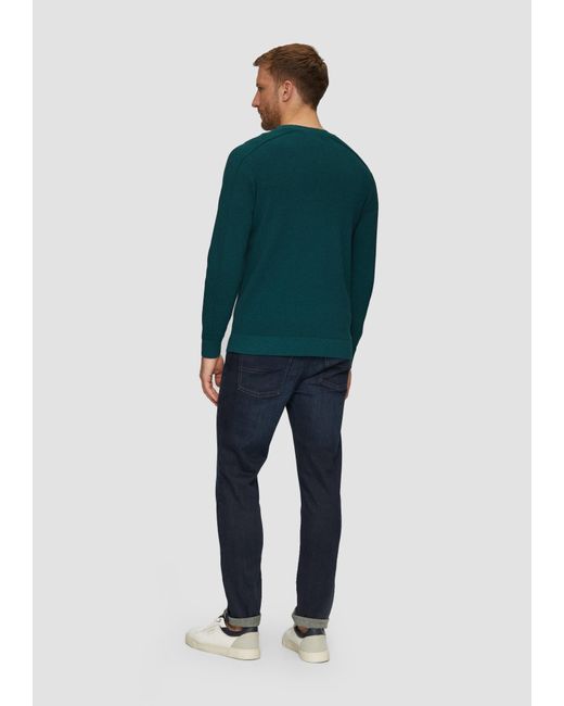 S.oliver Strickpullover mit Nahtdetails und Logo in Green für Herren
