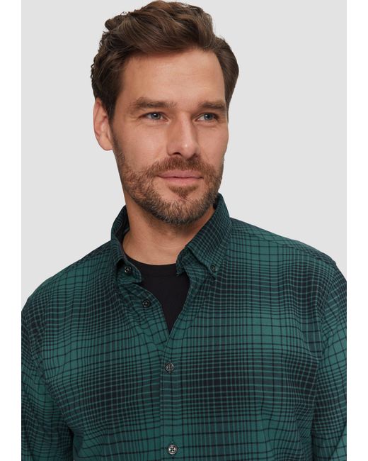 S.oliver Regular Fit: Hemd aus Baumwollstretch mit Button-Down-Kragen in Green für Herren