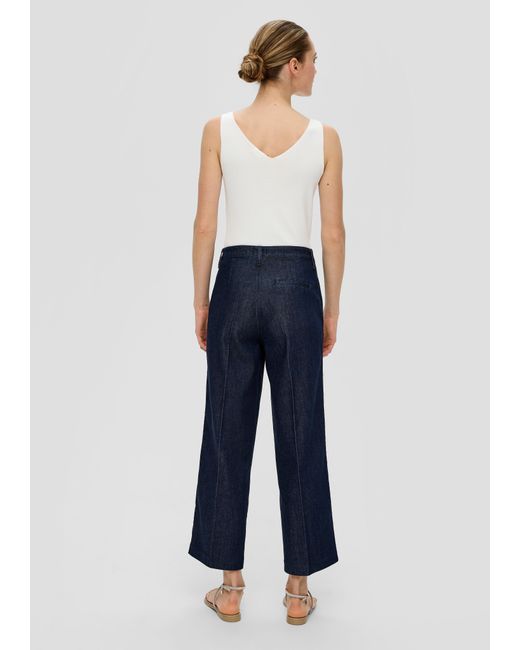 S.oliver Blue Crop-Jeans/Relaxed Fit/High Rise/Wide Leg