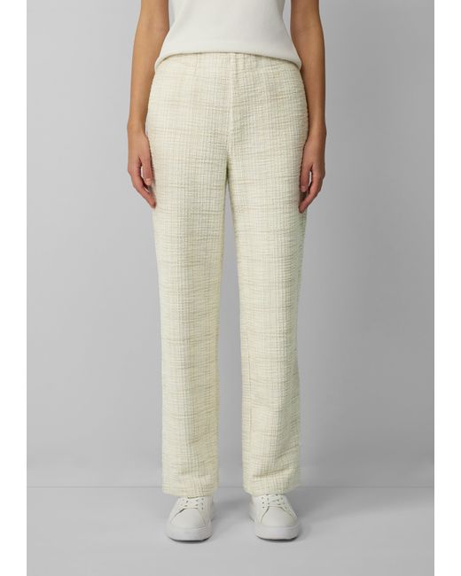 S.oliver White Bouclé-Hose mit Wide Leg und Elastikbund