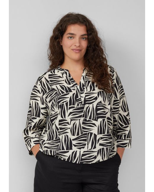 S.oliver Gray Bluse aus strukturiertem Viskosemix mit All-over-Print