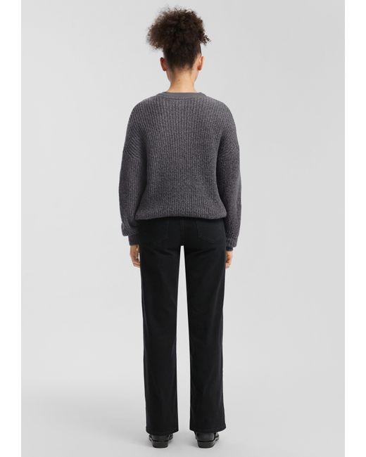 QS Gray Melierter Pullover mit überschnittener Schulter