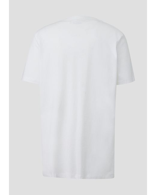 S.oliver T-Shirt mit V-Ausschnitt und Logo-Detail in White für Herren