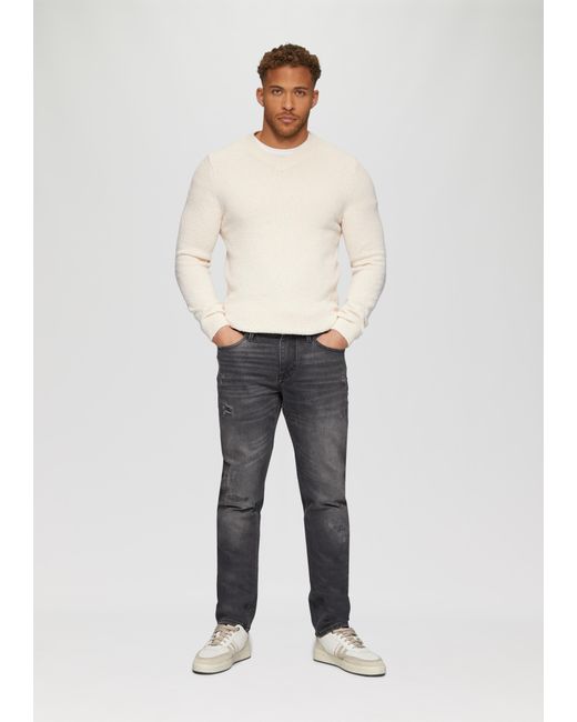 S.oliver Strukturierter Baumwollpullover mit V-Ausschnitt in Natural für Herren