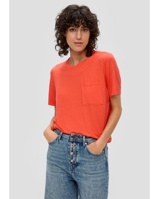 S.oliver Orange T-Shirt mit Brusttasche