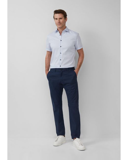 S.oliver Tailored Fit: Fein gemustertes Kurzarm-Hemd aus Baumwollstretch in White für Herren