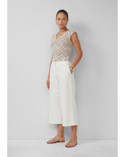 S.oliver White Wide-Leg-Culotte aus Lyocell-Baumwollmix
