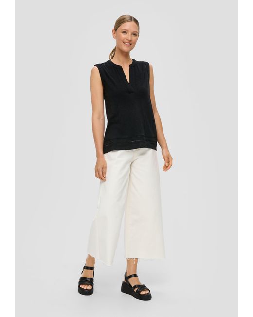 S.oliver Black Relaxed-Fit-Shirt mit Lochstickerei