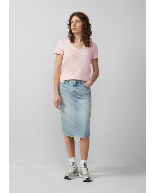 QS Multicolor Jerseyshirt mit V-Ausschnitt