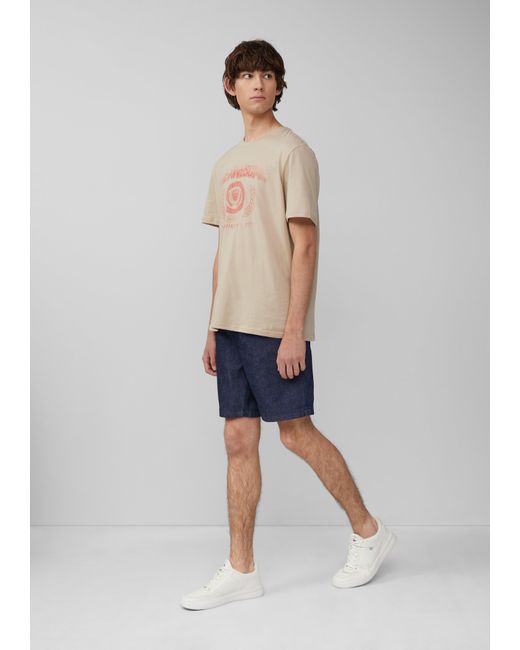 QS Basic T-Shirt mit platziertem Druck in Natural für Herren