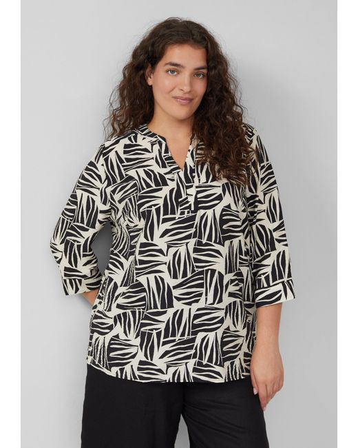 S.oliver Gray Bluse aus strukturiertem Viskosemix mit All-over-Print