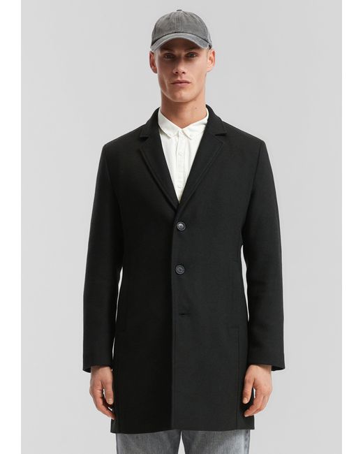 QS Mantel mit Reverskragen aus Wollmischung in Black für Herren