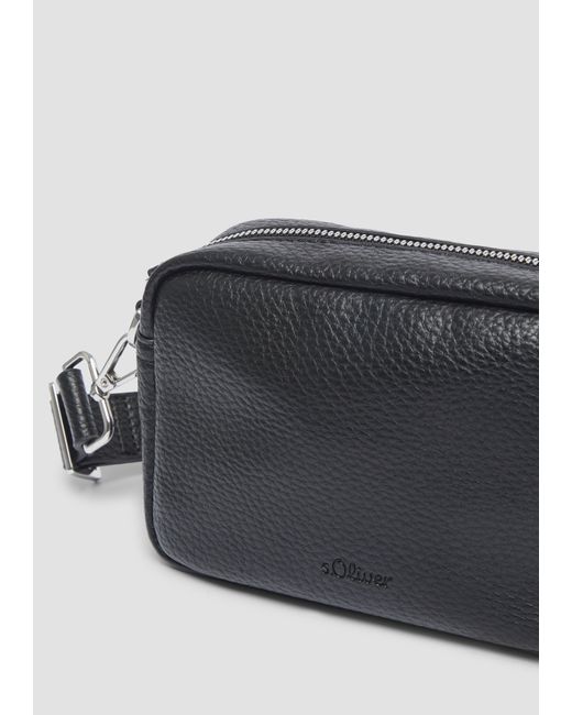 S.oliver Black Handliche Camera-Bag mit abnehmbarem Perlen-Henkel und Reißverschlussfach