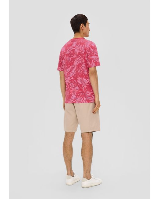 S.oliver Gemustertes T-Shirt mit Flammgarn-Struktur in Pink für Herren
