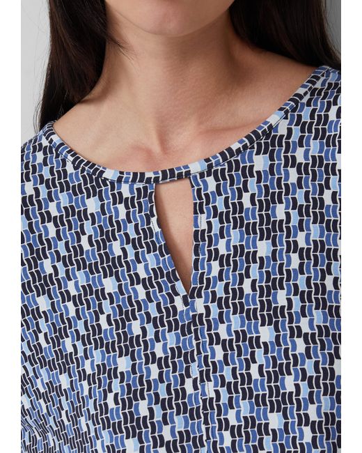 S.oliver Blue T-Shirt mit All-over-Print und Elastikbündchen