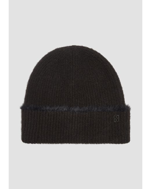 S.oliver Black Wollmix-Strickmütze mit Fransen