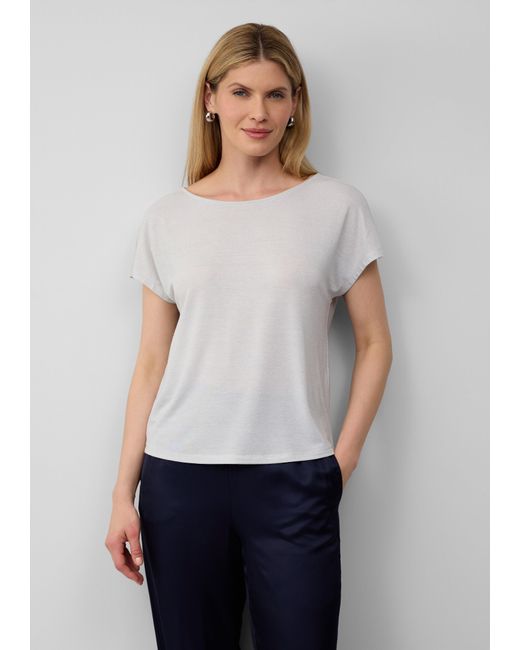 S.oliver White T-Shirt im Relaxed Fit mit Glitzergarn und U-Boot-Ausschnitt