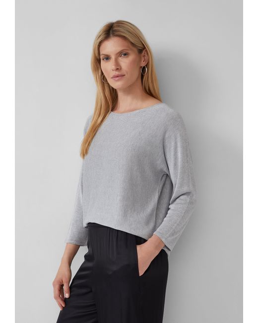 S.oliver Gray Strickpullover mit Glitzergarn und 3/4-Fledermausärmeln