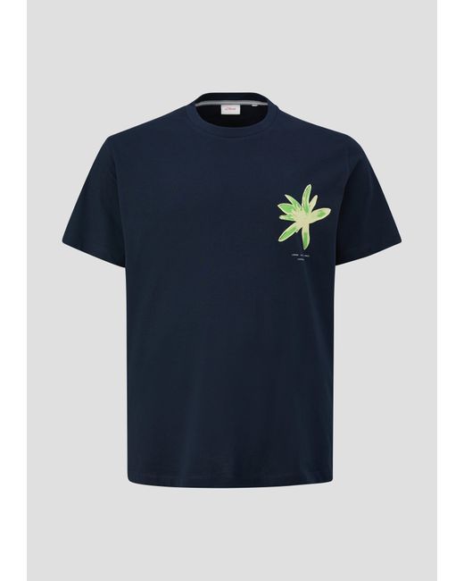 S.oliver T-Shirt aus Baumwolle mit floralem Artwork in Blue für Herren