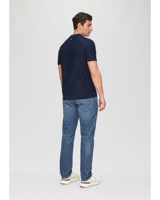 S.oliver Gestricktes Poloshirt mit Flammgarnstruktur in Blue für Herren