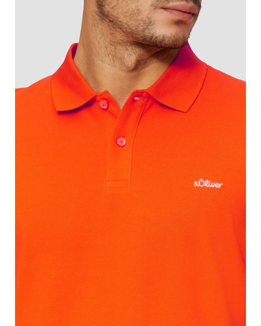 S.oliver Poloshirt aus Baumwollpiqué in Orange für Herren