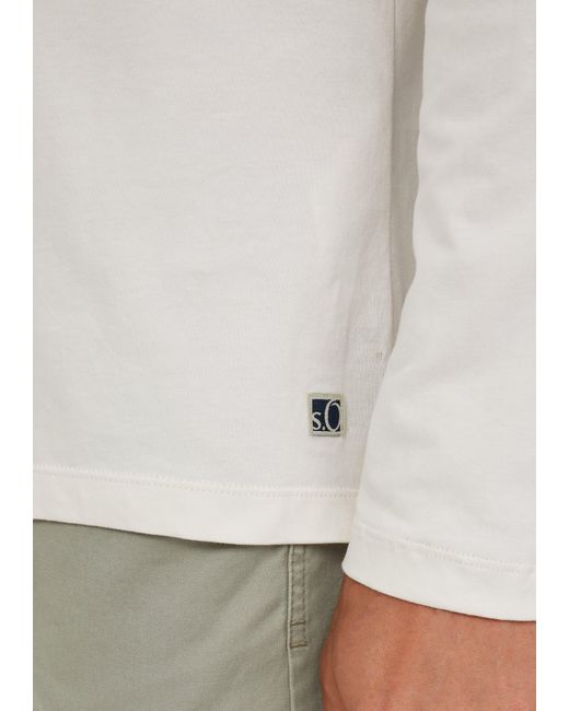 S.oliver Softes Longsleeve mit Crew Neck und Logo-Patch in White für Herren