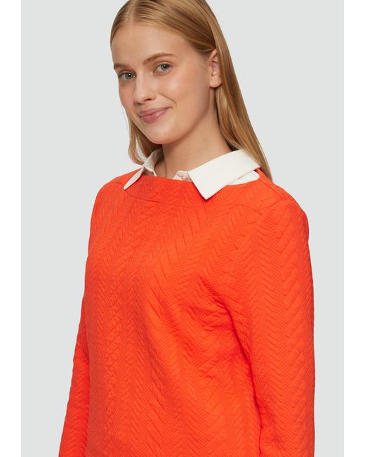 S.oliver Red Strukturiertes Jacquard-Sweatshirt mit U-Boot-Ausschnitt
