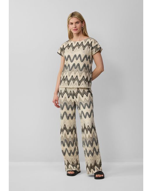 S.oliver White Wide-Leg-Hose aus Strickjersey mit All-over-Muster