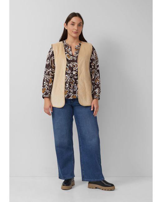 S.oliver Blue Strukturierte Viskosemix-Bluse mit All-over-Print