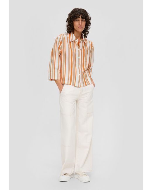 S.oliver White Hemd-Bluse aus Leinenmix