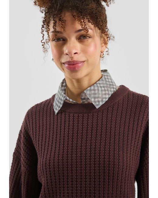 QS Brown Strukturierter Pullover