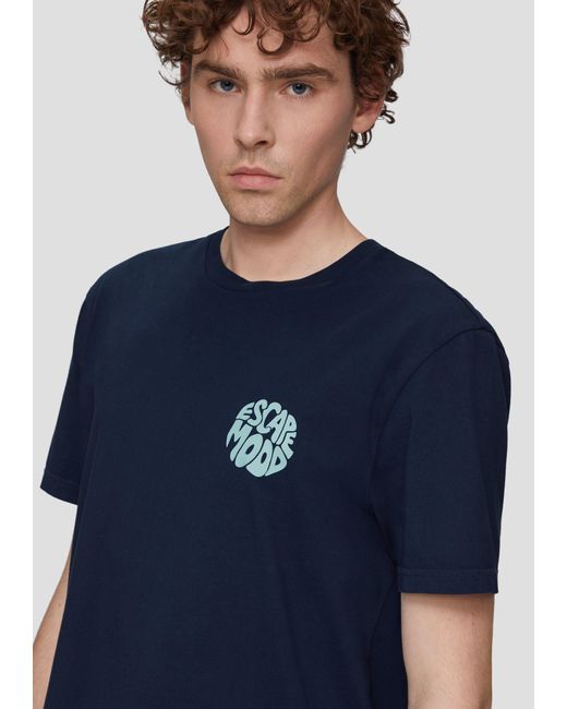 QS T-Shirt mit Front- und Rückenprint in Blue für Herren