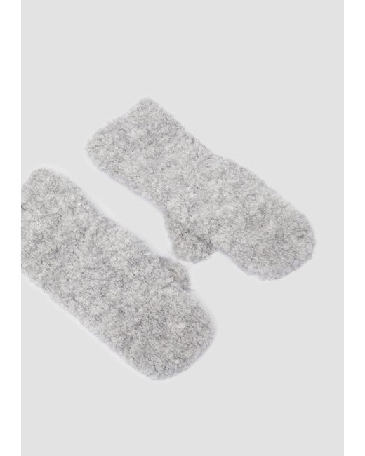 S.oliver Gray Fäustlinge aus Bouclé-Strick
