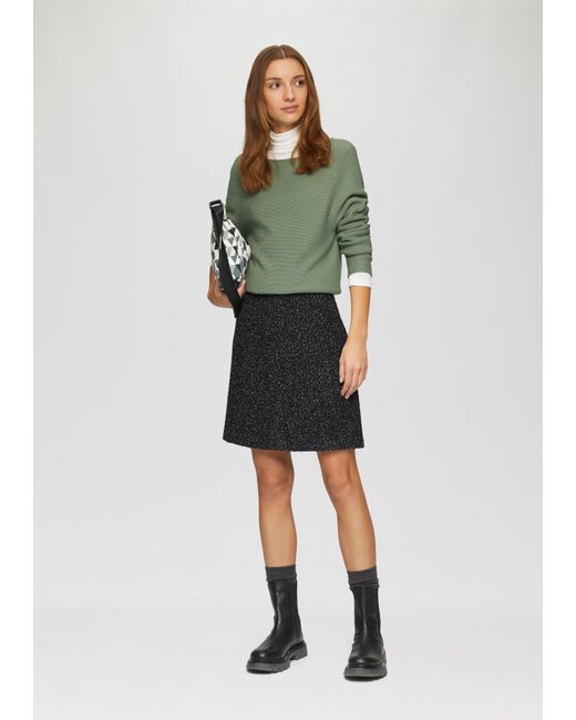 S.oliver Green Strickpullover mit U-Boot-Ausschnitt und Rollsaum