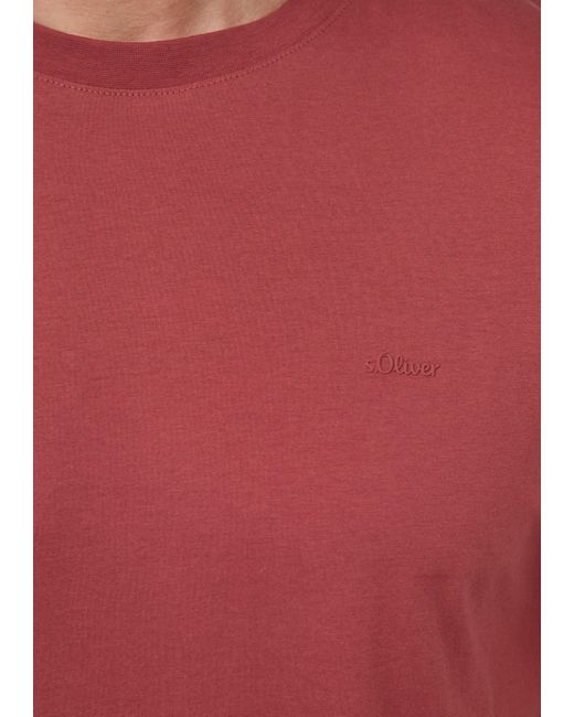 S.oliver Baumwoll-T-Shirt mit kleinem Logo-Print in Red für Herren