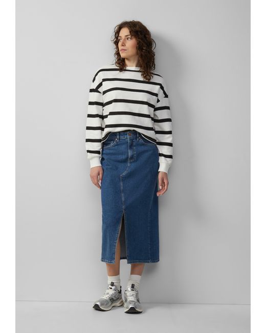 QS Blue Wadenlanger Denimrock mit Schlitz