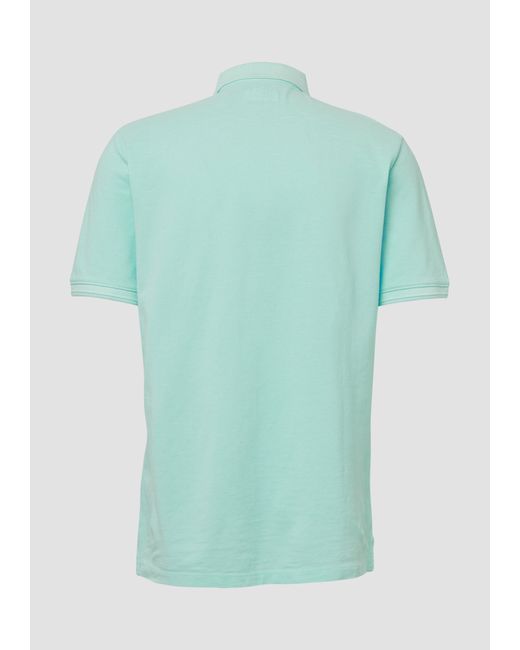 S.oliver Poloshirt mit kleinem Labelpatch und Flammgarnstruktur in Green für Herren