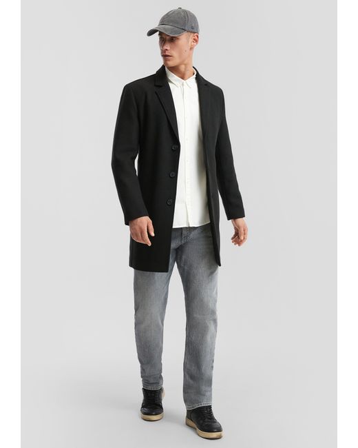 QS Mantel mit Reverskragen aus Wollmischung in Black für Herren