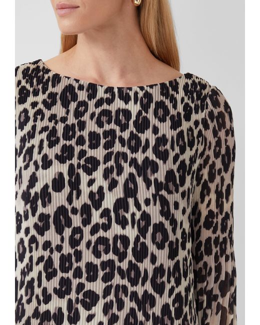 S.oliver White Plissiertes Chiffonkleid mit All-over-Print und Viskosefutter