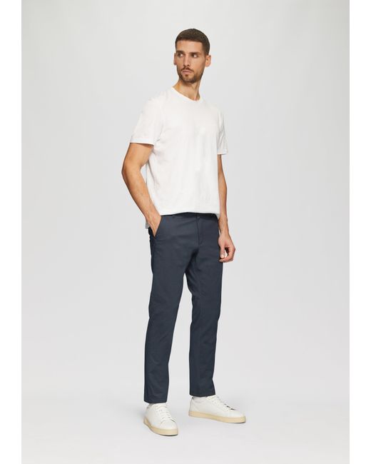 S.oliver Phoenix: Fein gemusterte Hose mit Straight Leg in White für Herren