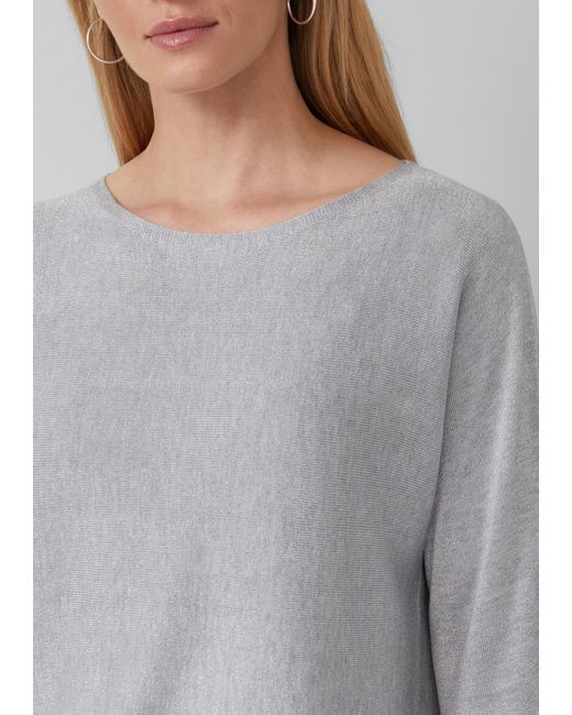 S.oliver Gray Strickpullover mit Glitzergarn und 3/4-Fledermausärmeln