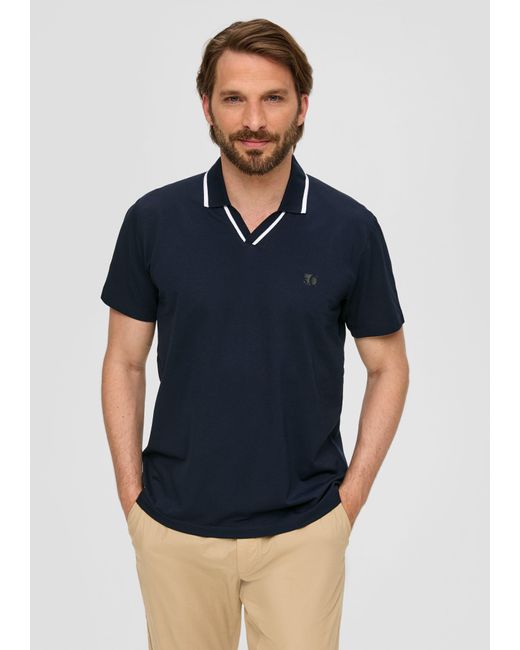 S.oliver Poloshirt aus Baumwollmix mit Logo-Detail in Blue für Herren