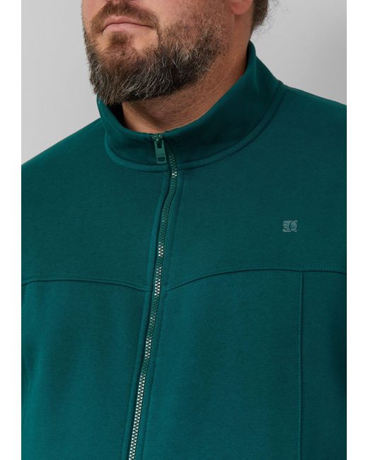 S.oliver Sweatshirt-Jacke mit Stehkragen und Eingrifftaschen in Green für Herren