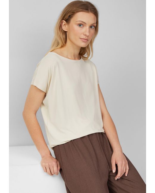 S.oliver Natural Fließendes Jersey-Shirt mit überschnittenen Schultern