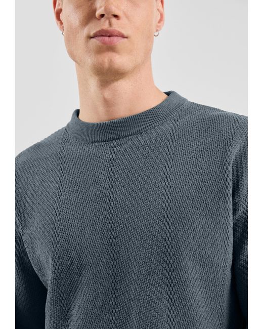 QS Strukturierter Strickpullover in Blue für Herren