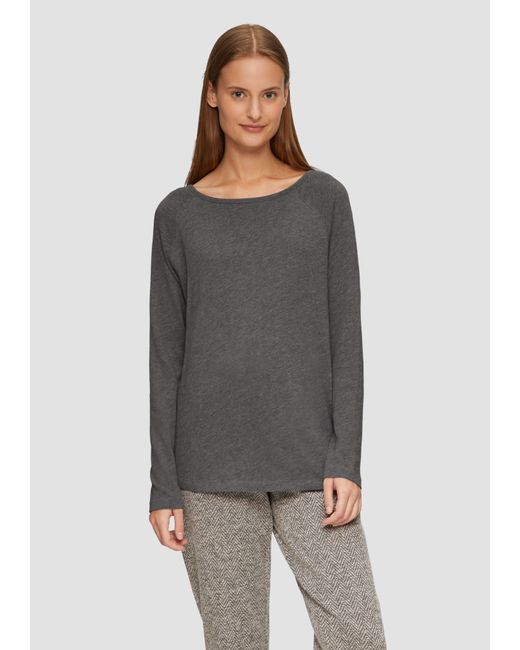 S.oliver Gray Langarmshirt mit Flammgarnstruktur und Raglanärmeln