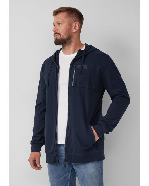 S.oliver Sportive Hoodie-Sweatjacke im Fabricmix in Blue für Herren